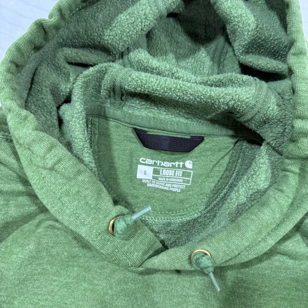 Carhartt Loose Fit Green Graphic Sleeve Hoodie Sweatshirt TS0288-M Small - Picture 4 of 8